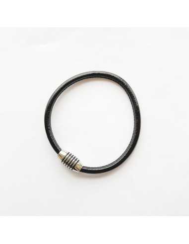 Fermoir magnétique tube acier traits noirs cuir 5 mm par 5 pièces