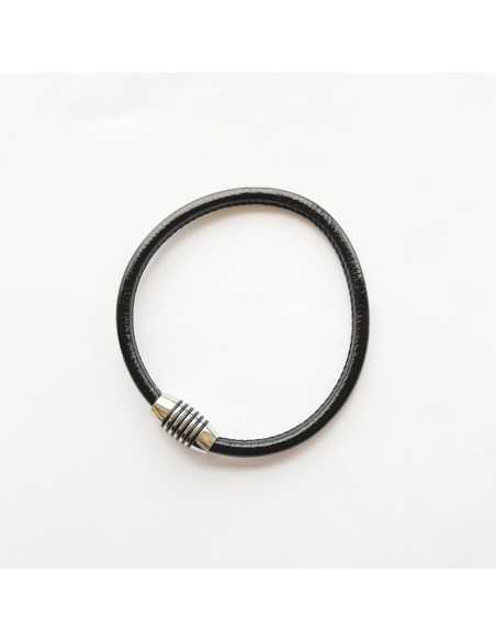 Fermoir magnétique tube acier traits noirs cuir 5 mm par 5 pièces