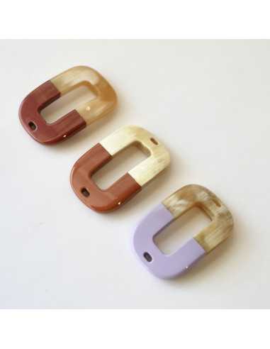 Curved oval piece for buffalo horn bracelet and red lacquer.
