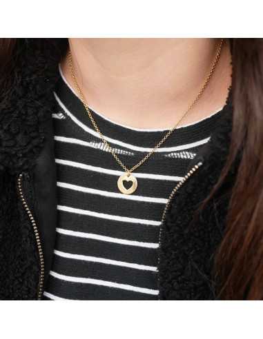 Pendentif médaille cœur 15 mm ajouré doré 1 micron 24 k taille S