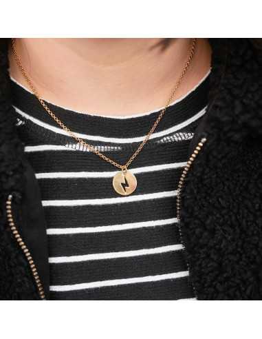 Pendentif médaille éclair 15 mm ajouré doré 1 micron 24 k taille S
