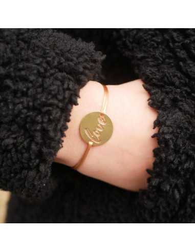 Connecteur rond "Love" or 1 micron 24k