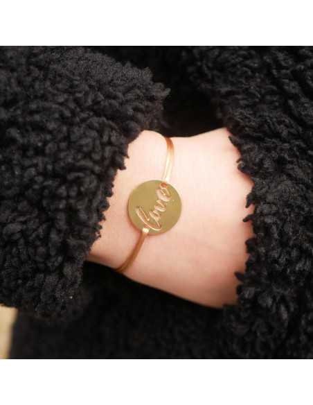 Connecteur rond "Love" or 1 micron 24k