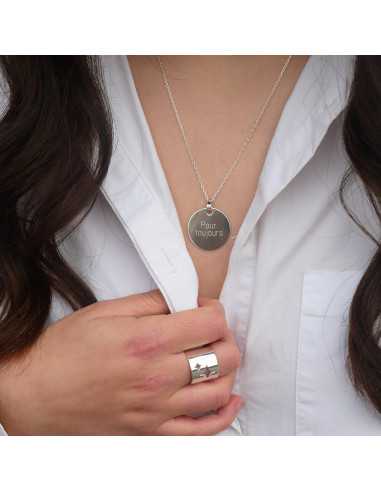 Pendentif pastille ronde moyenne en argent 925