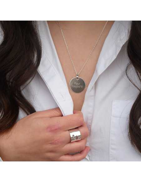 Pendentif pastille ronde moyenne en argent 925