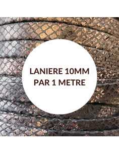 Laniere de cuir plat motif serpent 10 mm