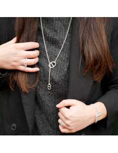 Collier coulissant long maille marine 2