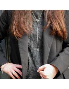 Collier coulissant fin maille marine 2