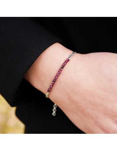 Bracelet En Perles D'Opaline Facettées Et Perles Argentées - Fait Main En France, Longueur 19-20 Cm (neuf)