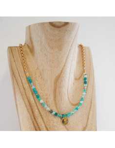 Collier mi chaîne mi perles et pastille