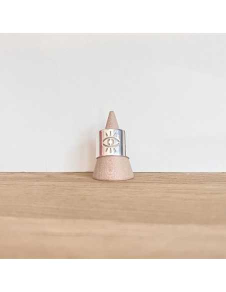 Bague ajourée œil plaqué argent 10 microns