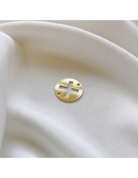 Intercalaire pastille X ajourée or 1 micron 24k