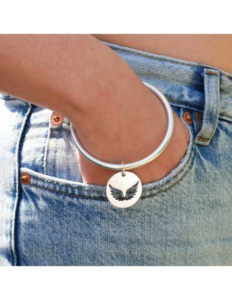 Pendentif 26 mm ailes d'ange plaqué argent 10 microns