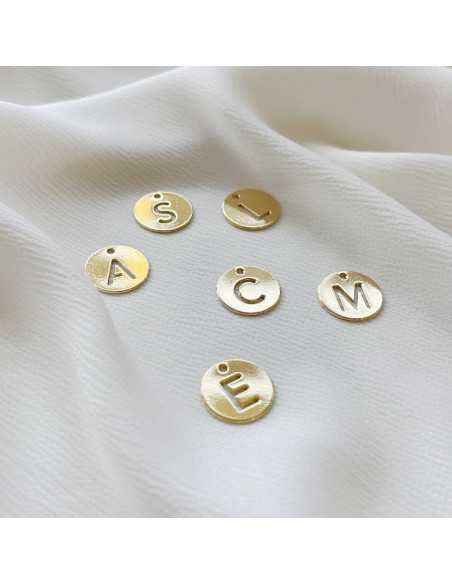 Pendentif lettre doré or 1 micron 24 k