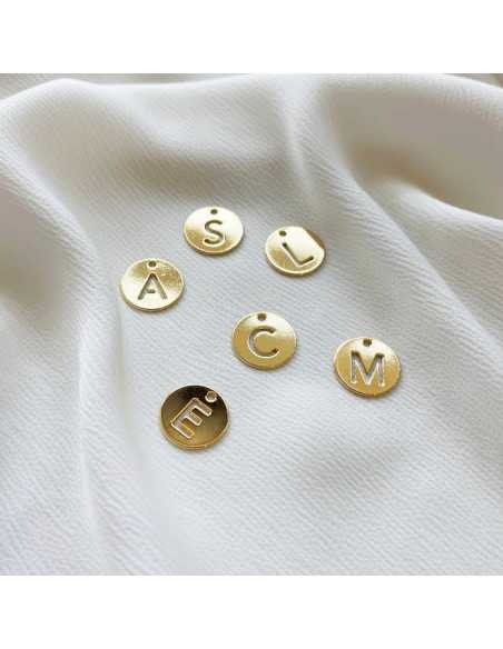 Pendentif lettre doré or 1 micron 24 k