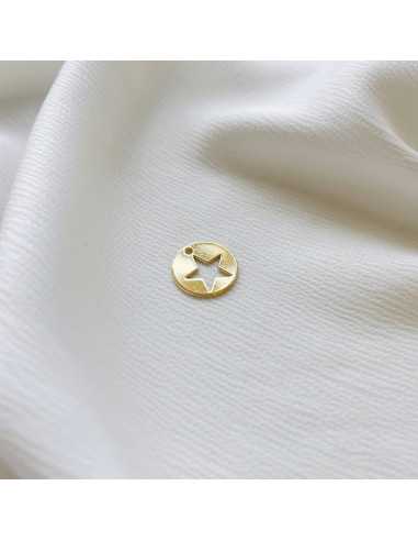 Pendentif médaille étoile 15 mm ajouré doré 1 micron 24 k taille S