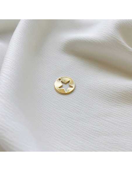 Pendentif médaille étoile 15 mm ajouré doré 1 micron 24 k taille S