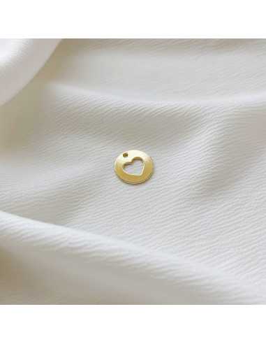Pendentif médaille cœur 15 mm ajouré doré 1 micron 24 k taille S