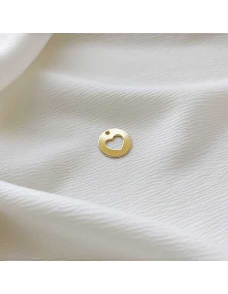 Pendentif médaille cœur 15 mm ajouré doré 1 micron 24 k taille S
