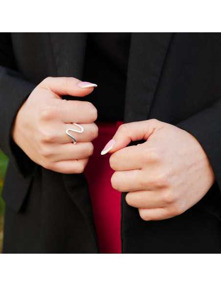 Bague Wave plaqué argent 10 microns vendu par 2