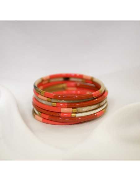 Jonc corne de buffle 4mm deux faces multicolore