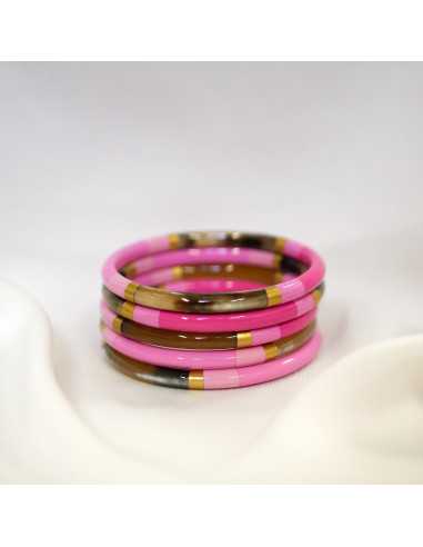 Jonc corne de buffle 6mm deux faces multicolore