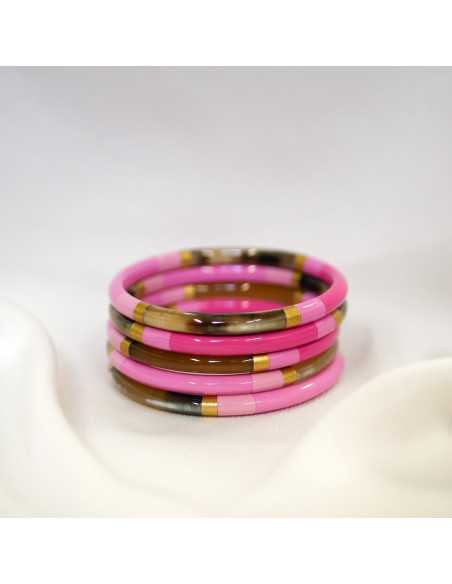Jonc corne de buffle 6mm deux faces multicolore