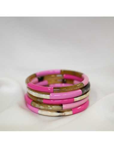 Jonc en corne de buffle 3 couleurs de laque et naturelle