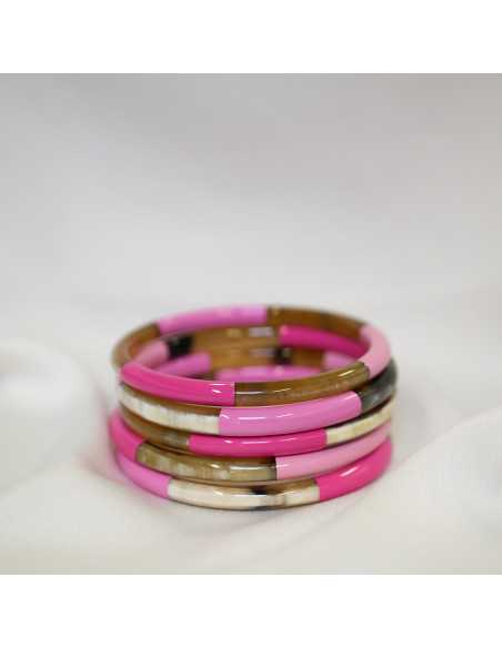 Jonc en corne de buffle 3 couleurs de laque et naturelle