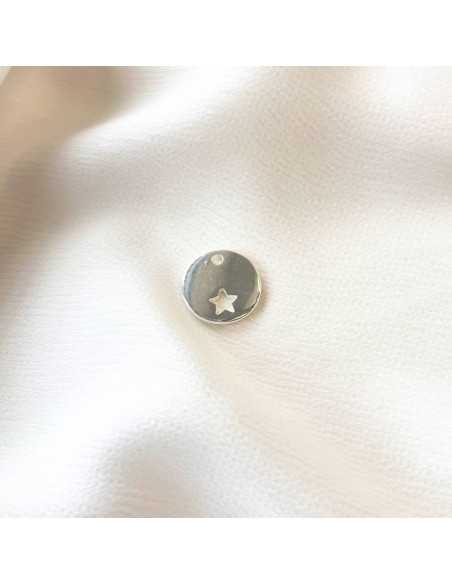 Pendentif médaille petite étoile plaqué argent 10 microns