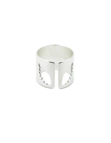 Bague large avec les ailes en plaqué argent 10 microns