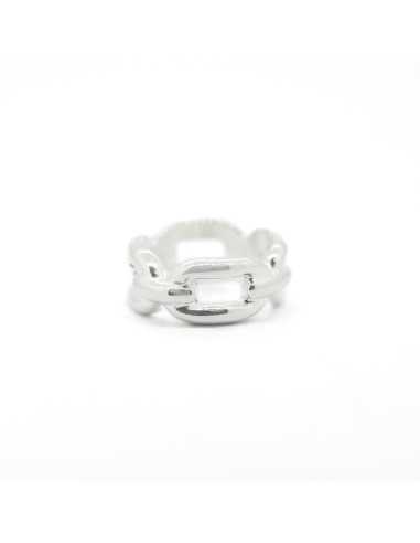 Bague maille ovale vendue par 2 pièces, en zamak et plaqué argent 10 microns