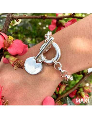 Bracelet rond et barre argenté