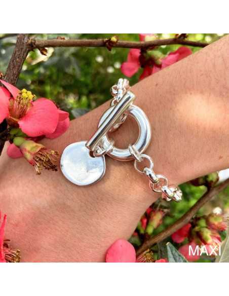 Bracelet rond et barre argenté