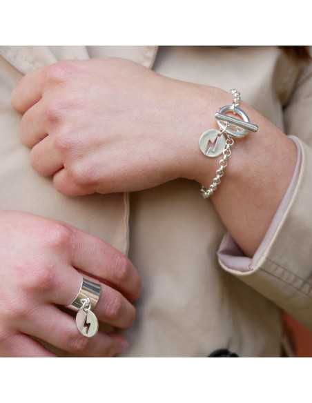 Ensemble de bijoux en métal plaqué argent motif éclair