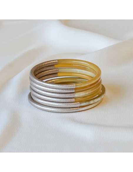 jonc en corne de buffle métallisée horn06m champagne