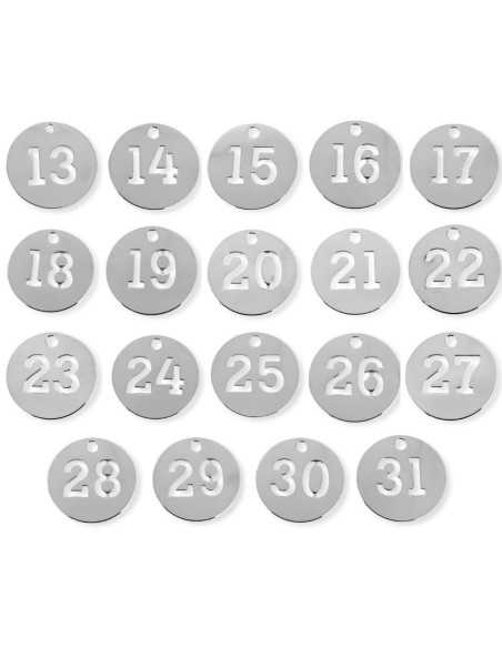 Pendentif médaille ajourée chiffre 13 à 31