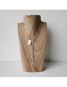 Sautoir Yona, chaîne trombone et pendentifs stellaires, strass 2