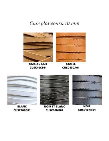 Cuir plat souple couture double 10 mm
