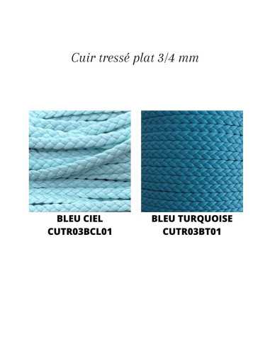 Cuir tressé plat 3/4 mm, par 1 m