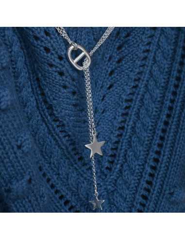 Collier coulissant breloque maille marine et étoile