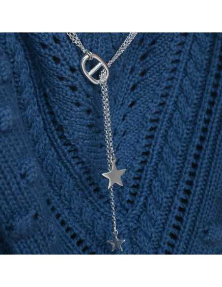 Collier coulissant breloque maille marine et étoile