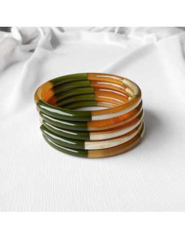 Jonc en corne de buffle 6 mm, laqué 3 couleurs métallisées