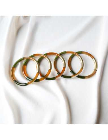 Jonc en corne de buffle 6 mm, laqué 3 couleurs métallisées