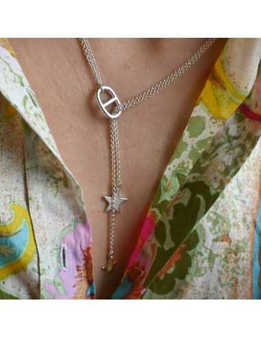Collier coulissant breloque maille marine et étoile | Hobbyjoux