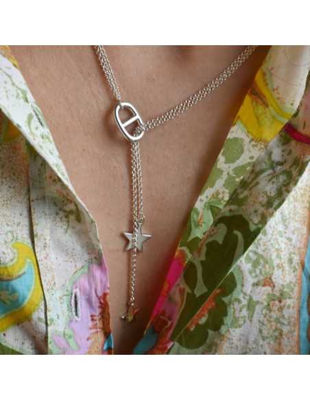 Collier coulissant breloque maille marine et étoile | Hobbyjoux