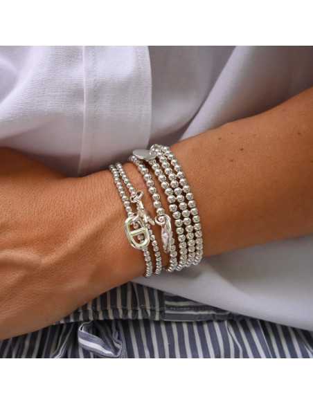 Perles rondes en plaqué argent 5 microns