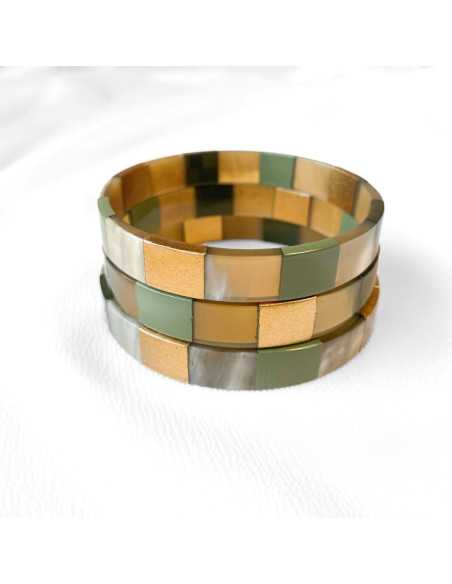 Jonc en corne de buffle rayé, section large 10 mm | Hobbyjoux