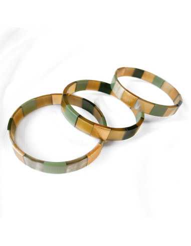 Jonc en corne de buffle rayé, section large 10 mm | Hobbyjoux