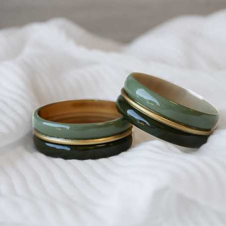 Jonc en corne de buffle – 27 mm – Finition 3 couleurs